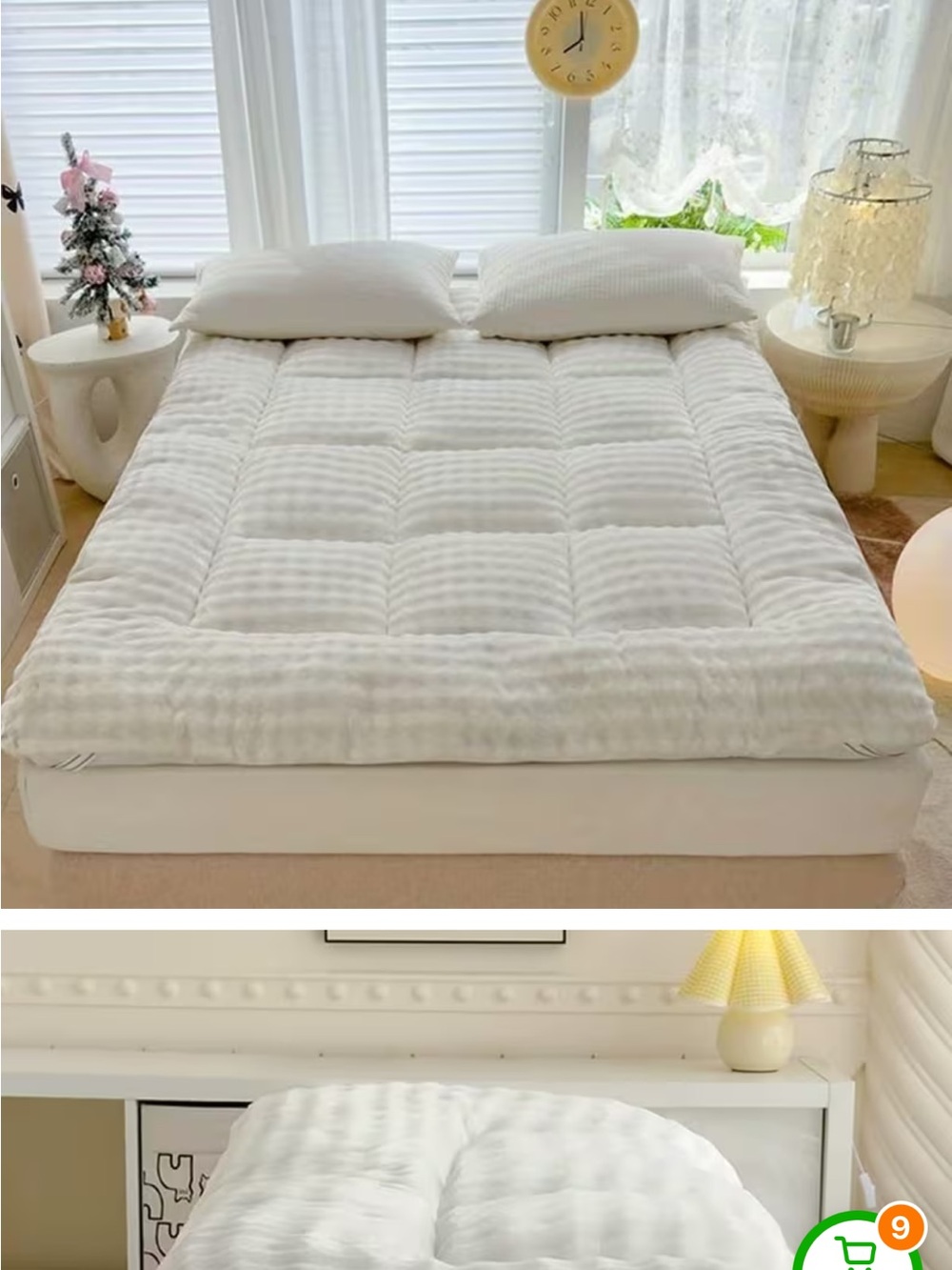 Plush Quilted White Mattress Topper